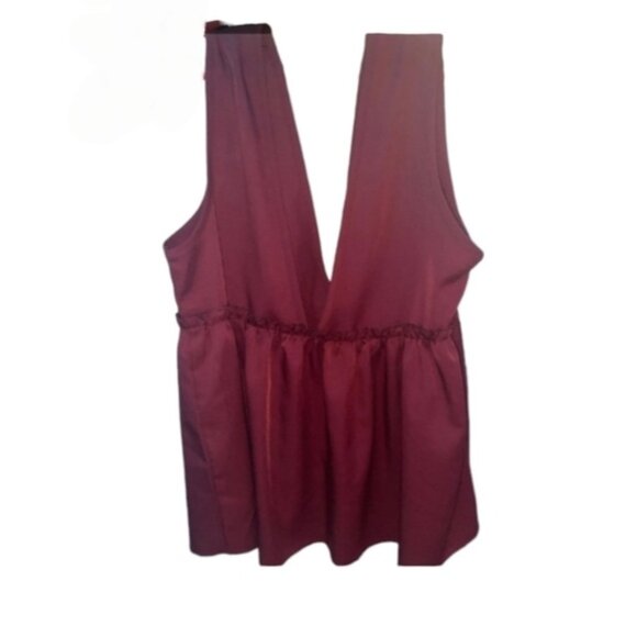 [Shein] Tank Deep V Cut Beautiful Burgundy Size Large NWOT - Picture 3 of 6